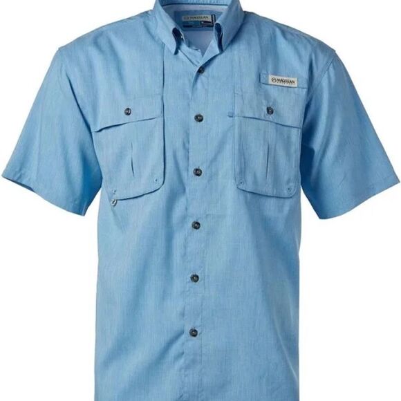 Magellan Outdoors Aransas Pass Heather Short Sleeve Fishing Shirt Blue XS NWT - Picture 1 of 8